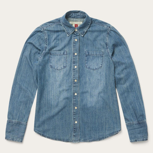 Denim Snap Front Western Shirt Blue | Women Stetson Denim Shirts