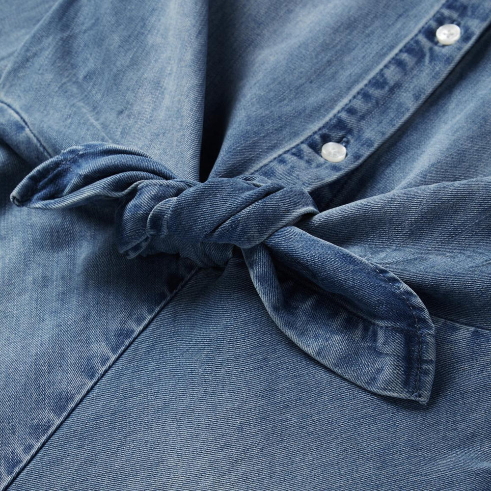 Denim Tie-Front Dress Blue | Women Stetson Midi