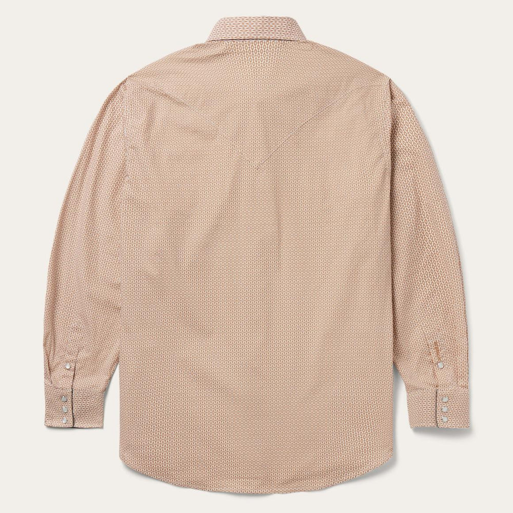 Diamond Print Western Shirt Orange | Men Stetson Western Shirts