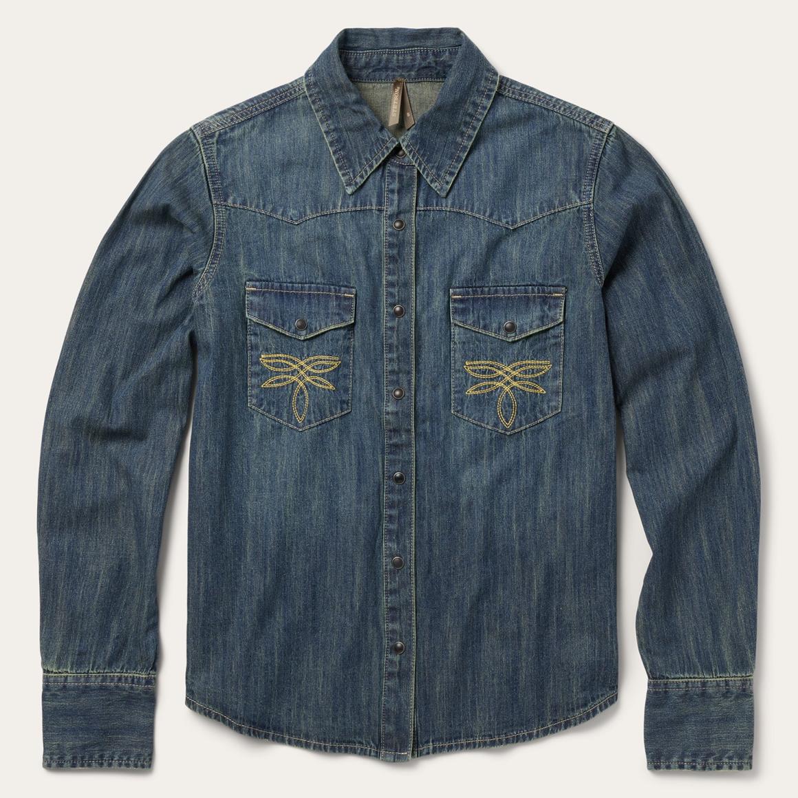 Dirty Denim Boyfriend Fit Shirt Blue | Women Stetson Denim Shirts