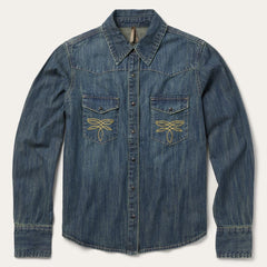 Dirty Denim Boyfriend Fit Shirt Blue | Women Stetson Denim Shirts