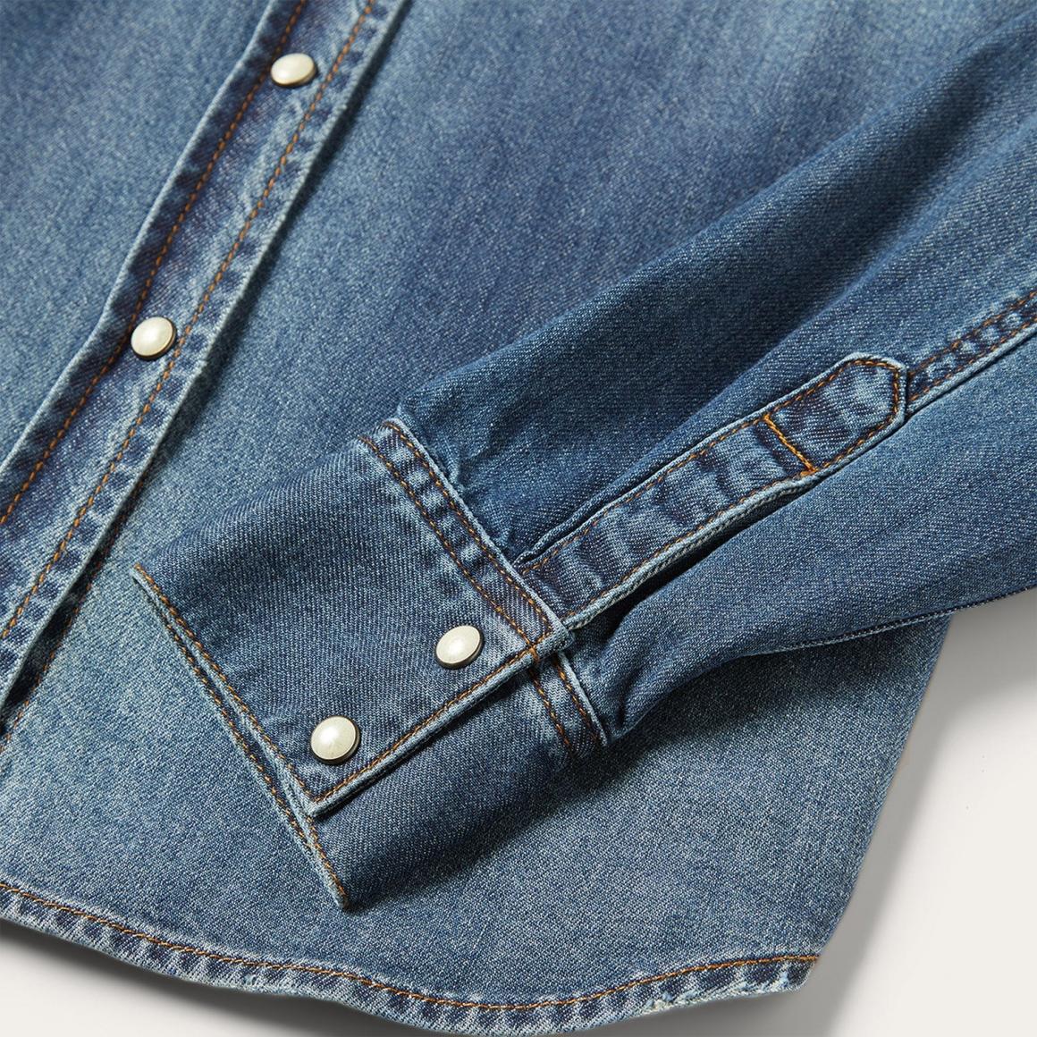 Distressed Denim Shirt Blue | Women Stetson Denim Shirts