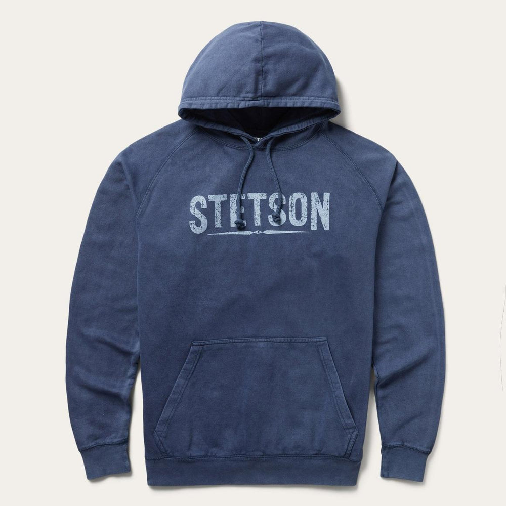 Distressed Logo Hooded Sweatshirt Blue | Men Stetson Sweaters &amp; Hoodies