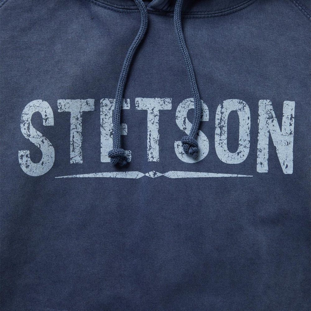 Distressed Logo Hooded Sweatshirt Blue | Men Stetson Sweaters &amp; Hoodies