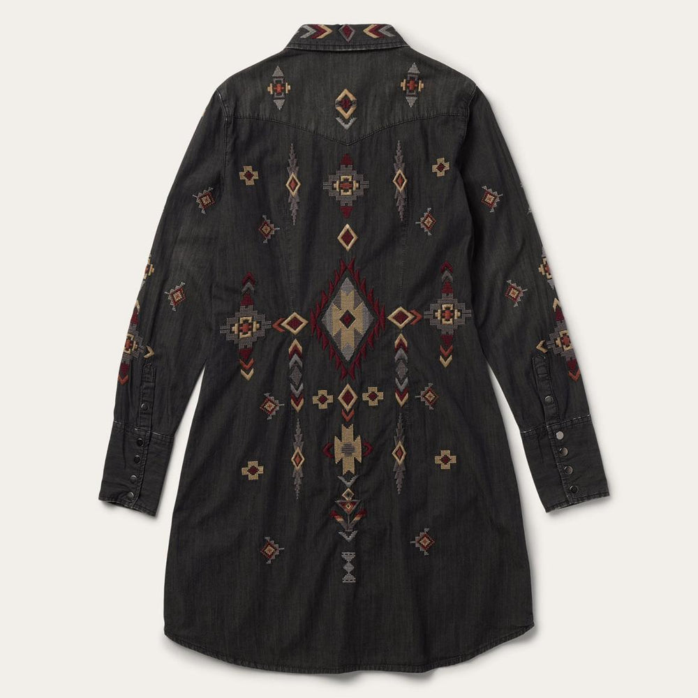 Embroidered Black Denim Shirt Dress Black | Women Stetson Mini