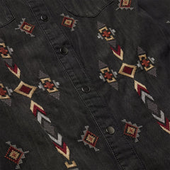 Embroidered Black Denim Shirt Dress Black | Women Stetson Mini