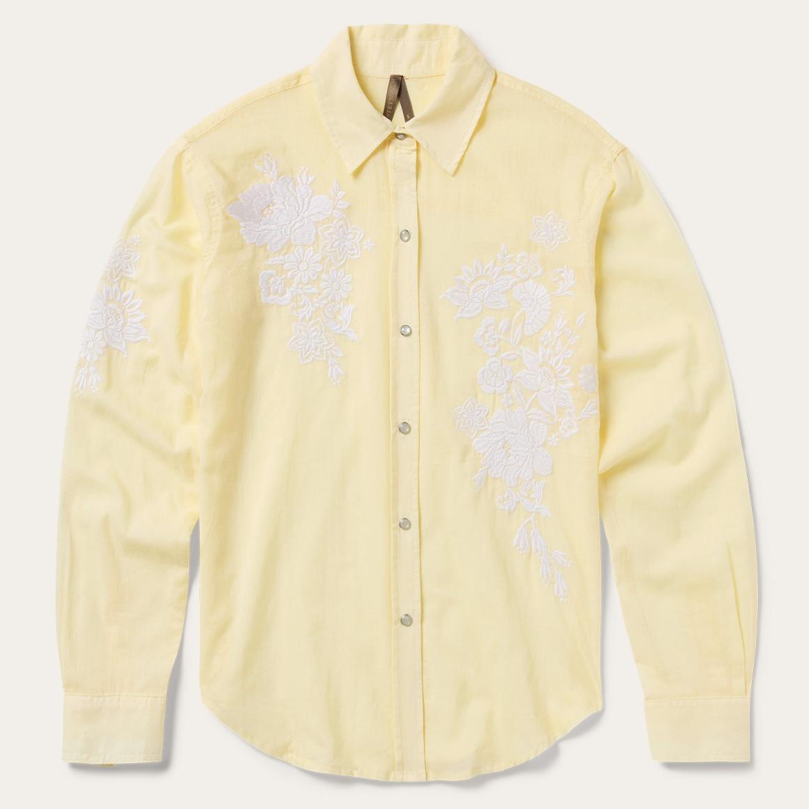 Embroidered Cotton Lawn Snap Front Shirt Yellow | Women Stetson Western Shirts