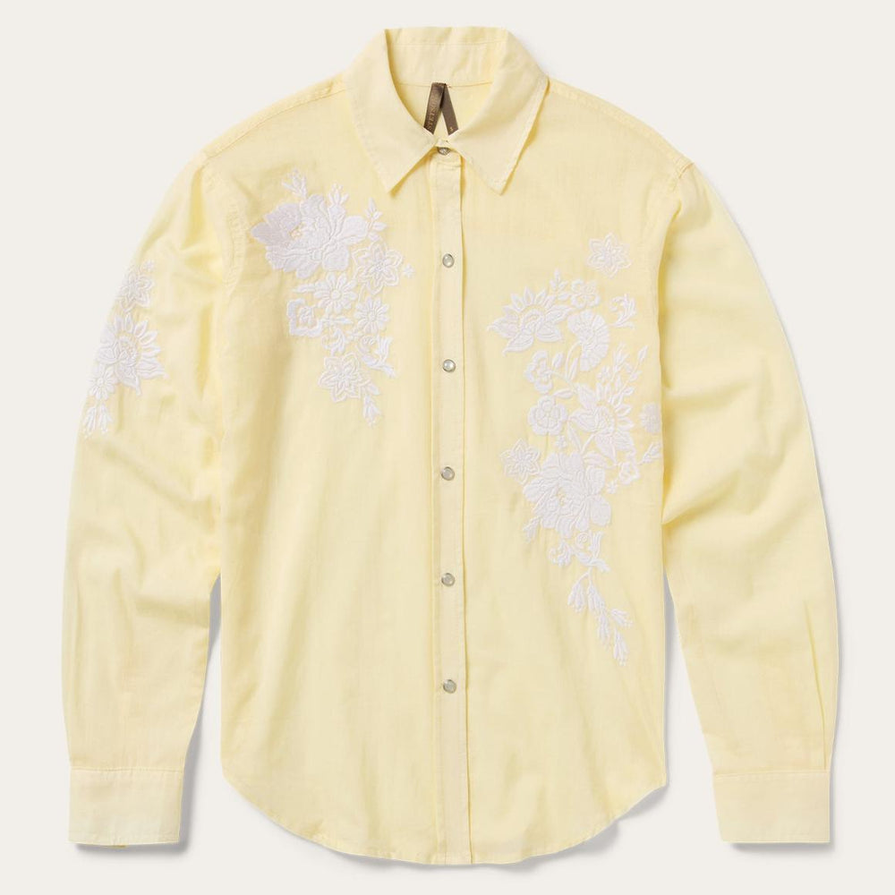 Embroidered Cotton Lawn Snap Front Shirt Yellow | Women Stetson Western Shirts