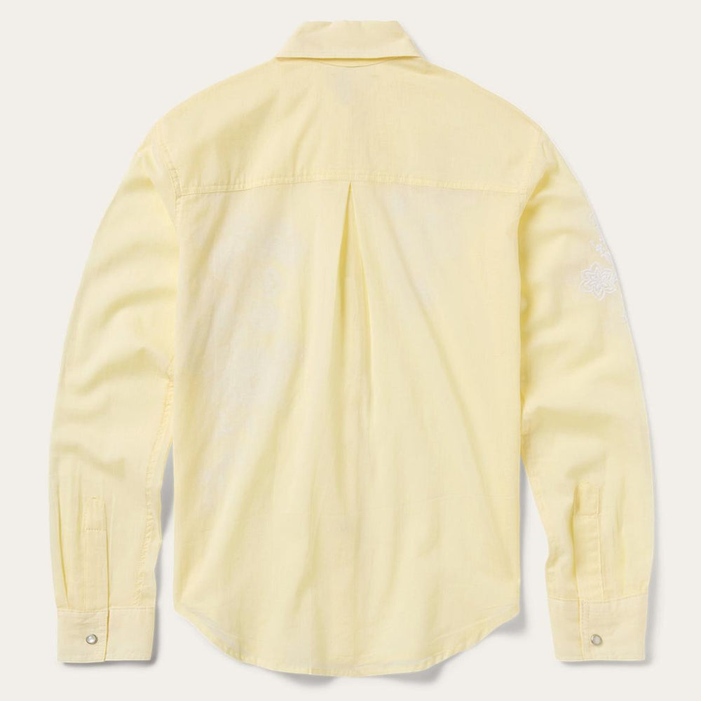 Embroidered Cotton Lawn Snap Front Shirt Yellow | Women Stetson Western Shirts