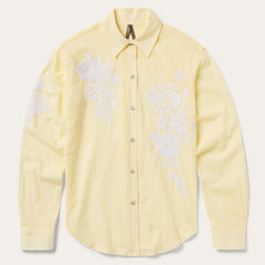 Embroidered Cotton Lawn Snap Front Shirt Yellow | Women Stetson Western Shirts