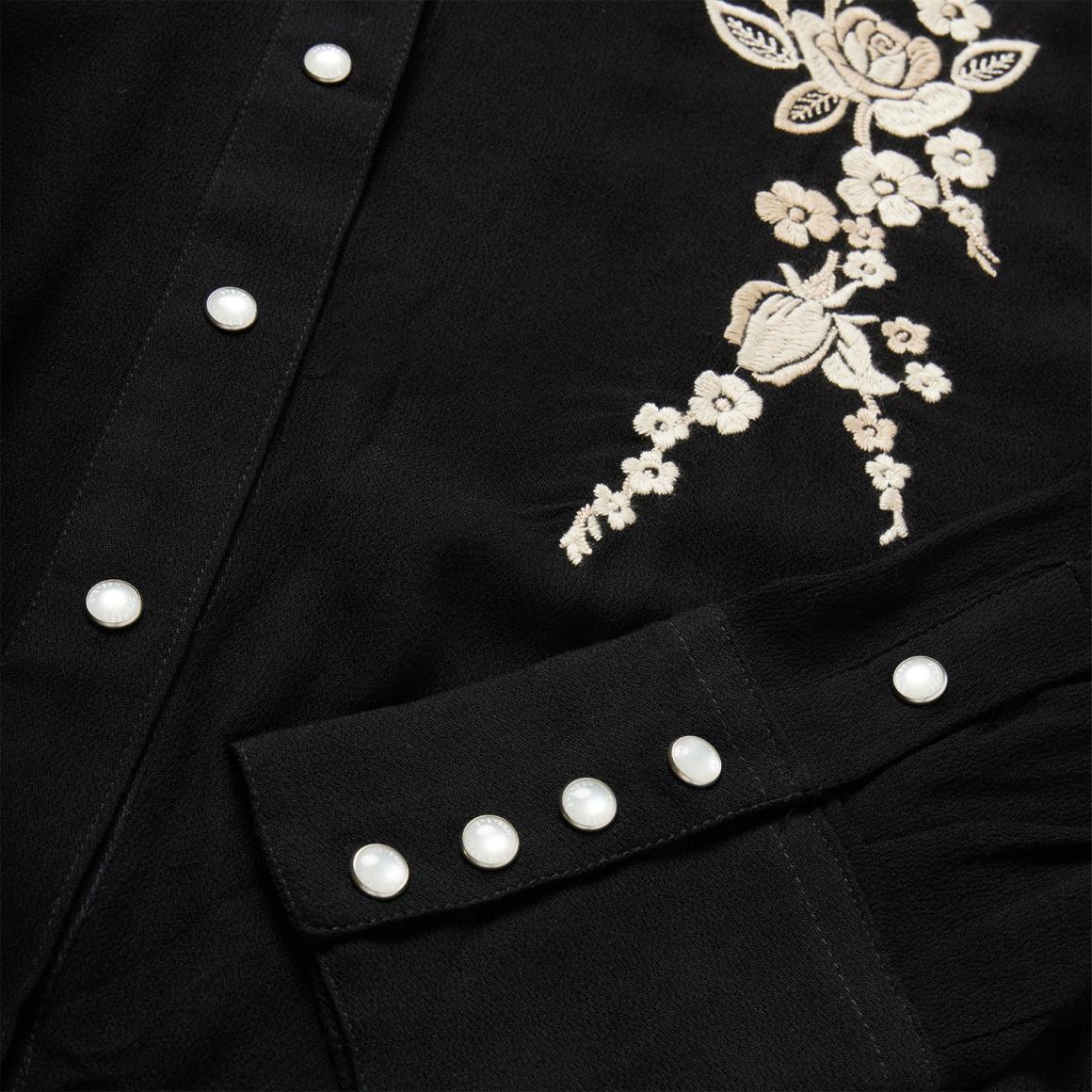 Embroidered Crepe Western Shirt Black | Women Stetson Western Shirts