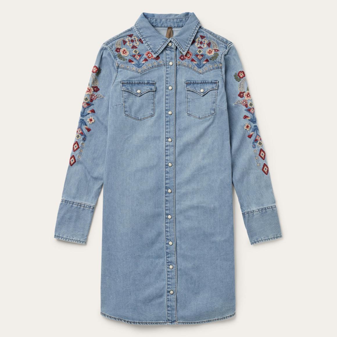 Embroidered Denim Shirt Dress Blue | Women Stetson Mini
