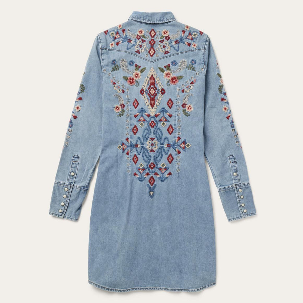 Embroidered Denim Shirt Dress Blue | Women Stetson Mini
