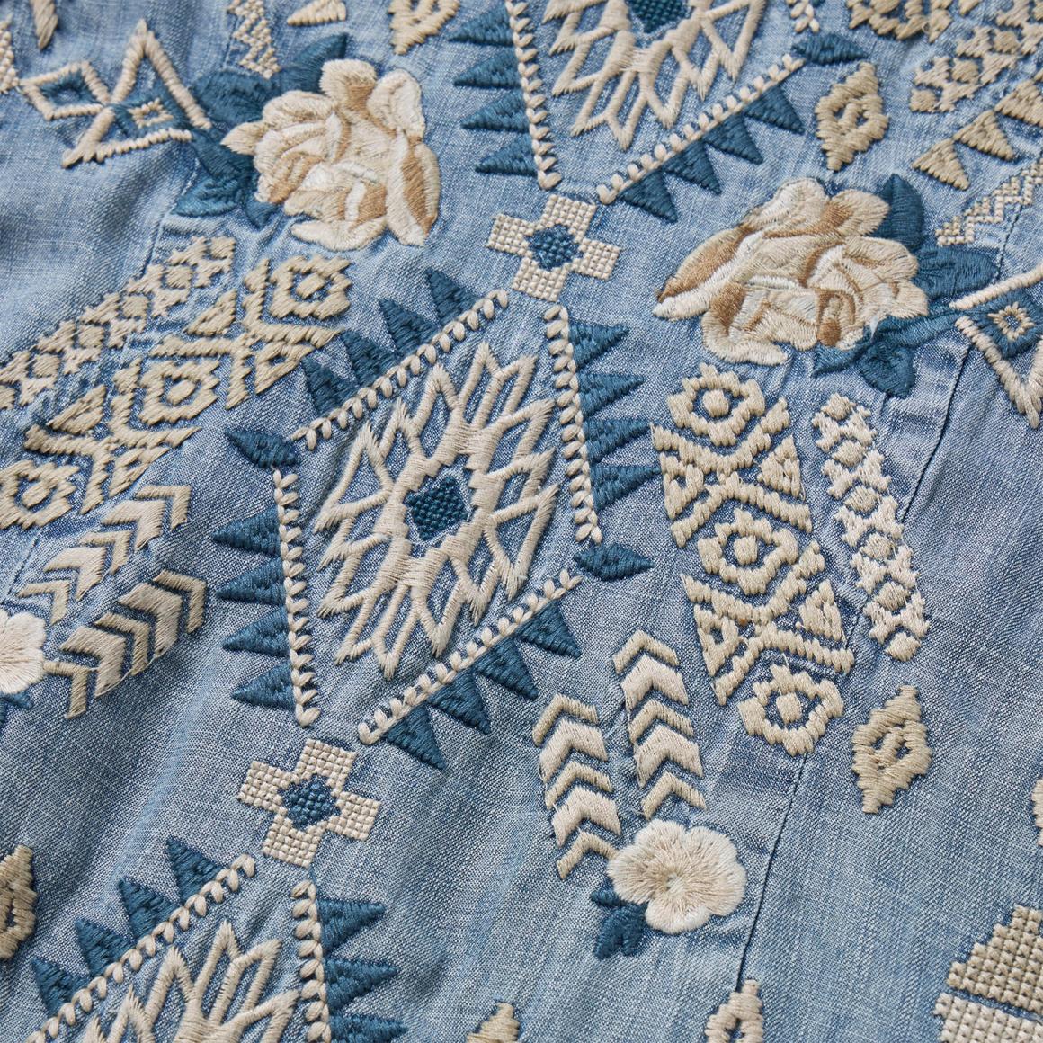 Embroidered Denim Twill Shirt Dress Blue | Women Stetson Mini