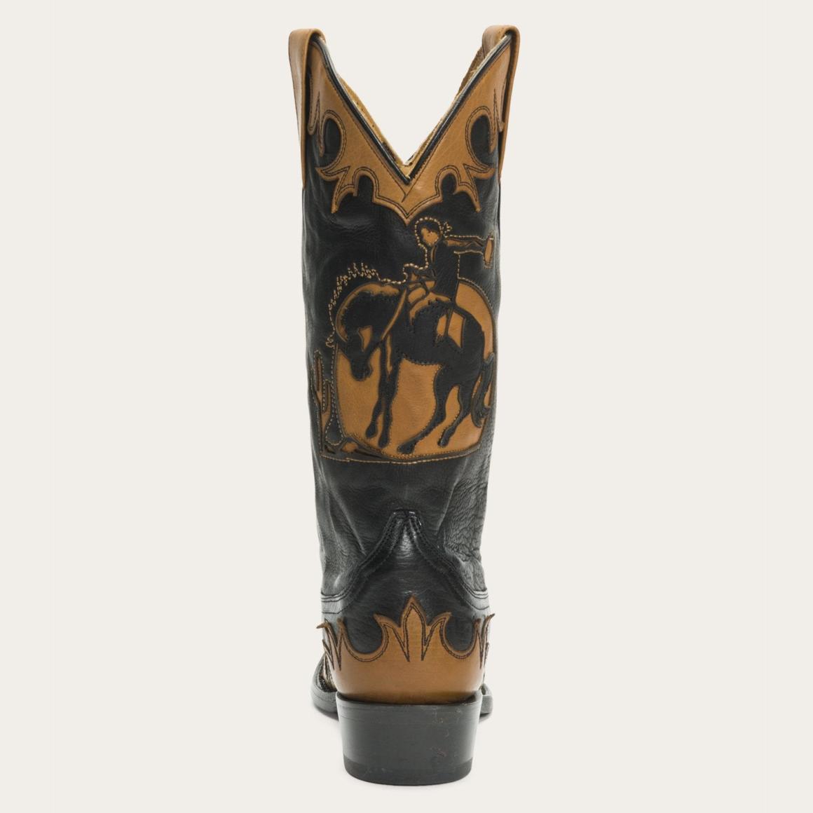Faye Cowgirl &amp; Horse Underlay Leather Boot Black | Women Stetson Western