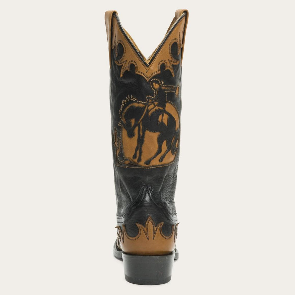 Faye Cowgirl &amp; Horse Underlay Leather Boot Black | Women Stetson Western