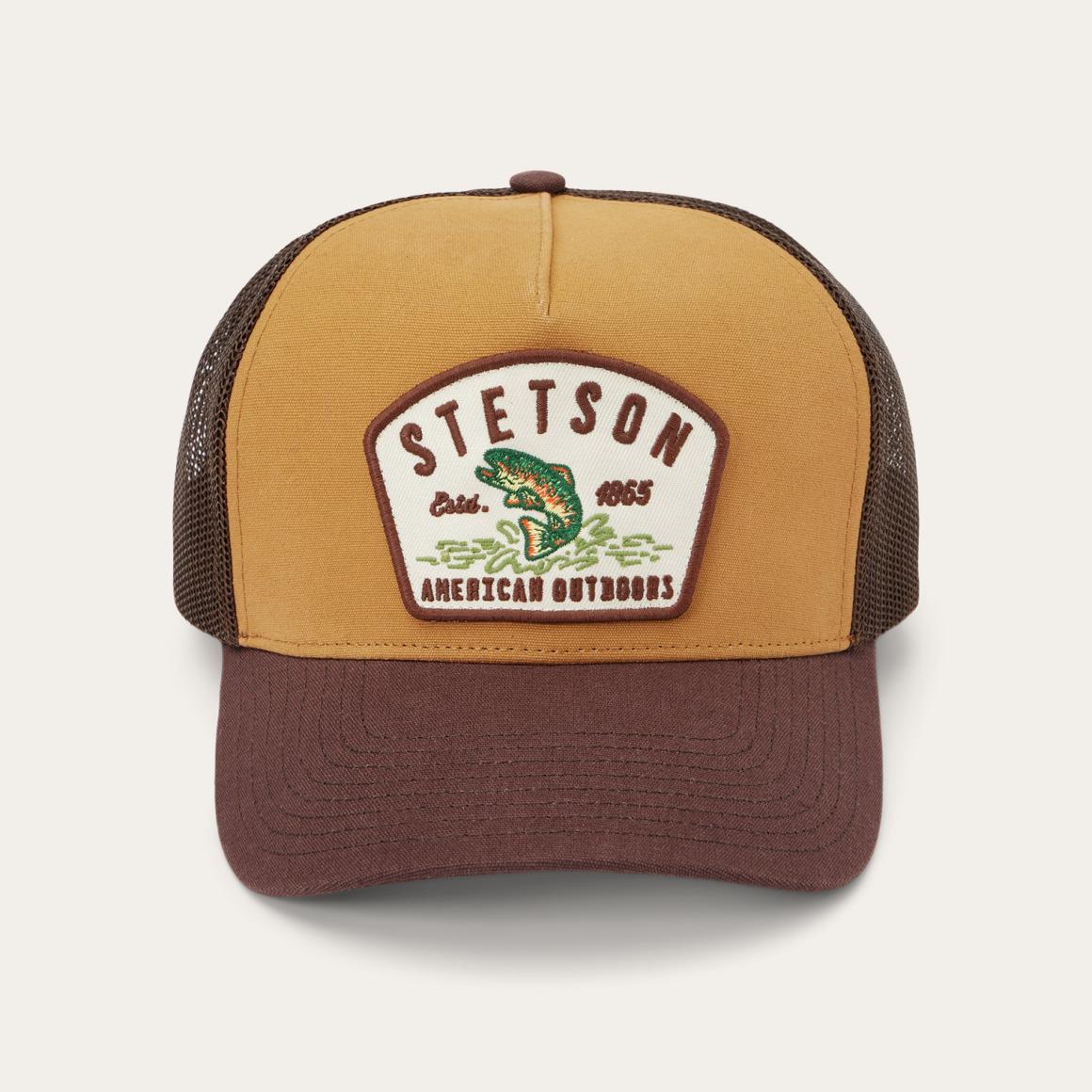 Fishing Patch Trucker Cap Tan / Oxblood | Men/Women Stetson Caps &amp; Truckers