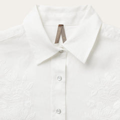 Floral Embroidered White Linen Shirt White | Women Stetson Western Shirts