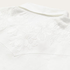 Floral Embroidered White Linen Shirt White | Women Stetson Western Shirts