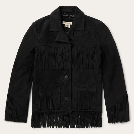 Fringe Suede Jacket Black | Women Stetson Jackets