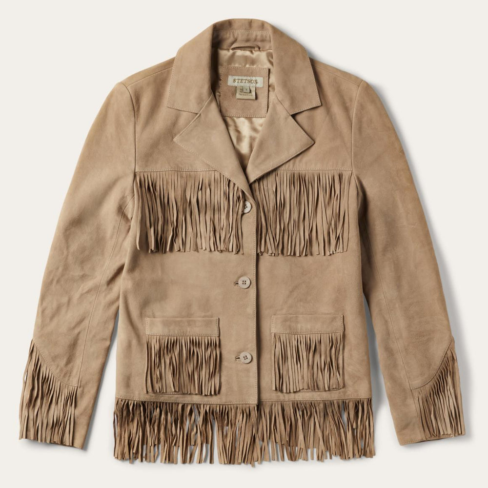 Fringe Suede Jacket Light Tan | Women Stetson Jackets