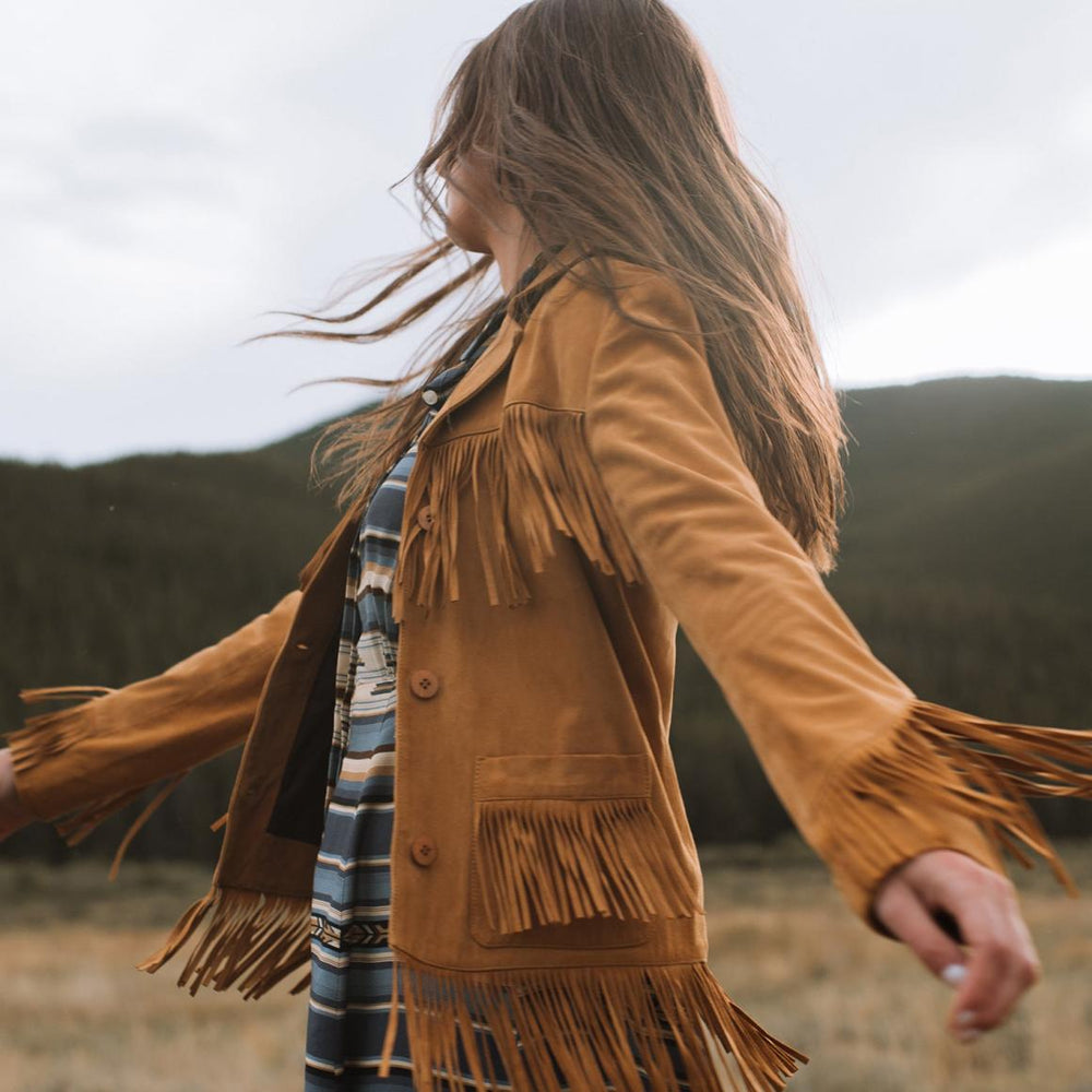 Fringe Suede Jacket Tan | Women Stetson Jackets