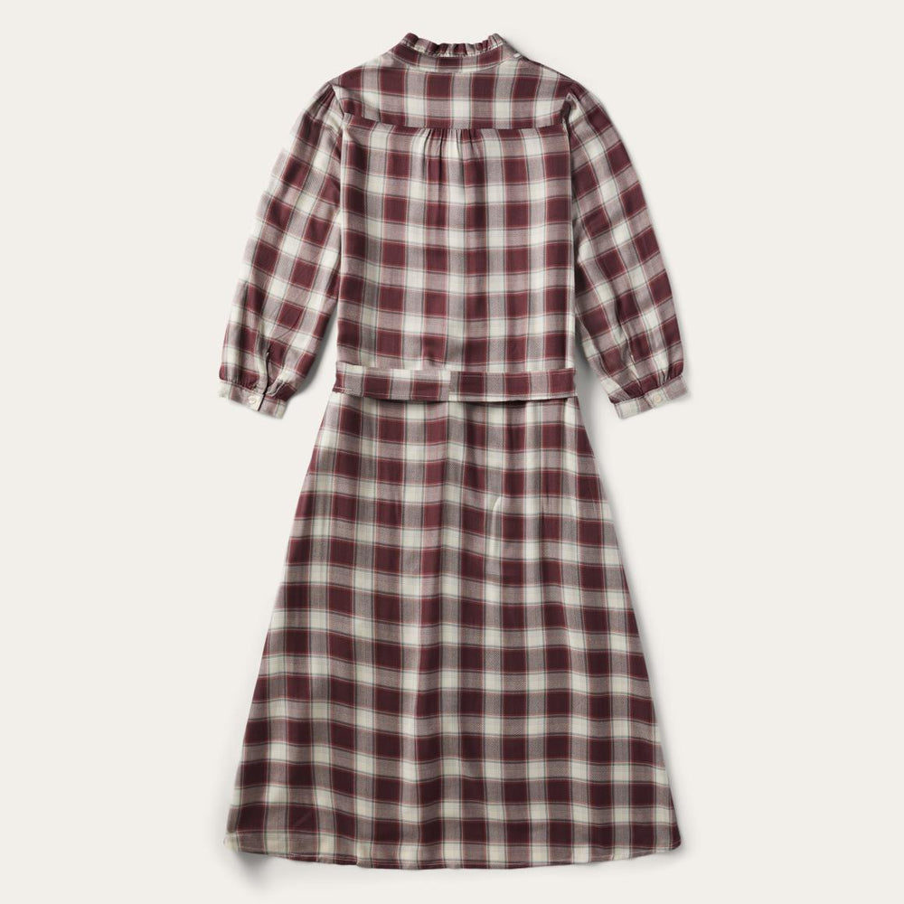 Gaucho Plaid Prairie Shirt Dress Wine | Women Stetson Midi