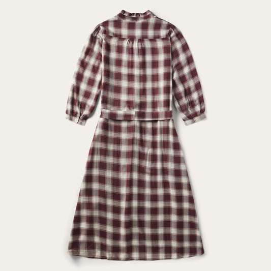 Gaucho Plaid Prairie Shirt Dress Wine | Women Stetson Midi