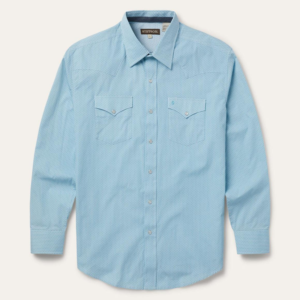 Geo Western Shirt Blue | Men Stetson Classic Cut