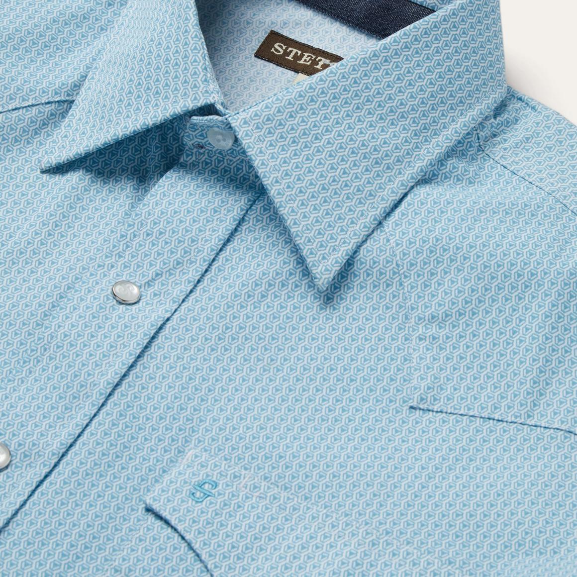 Geo Western Shirt Blue | Men Stetson Classic Cut