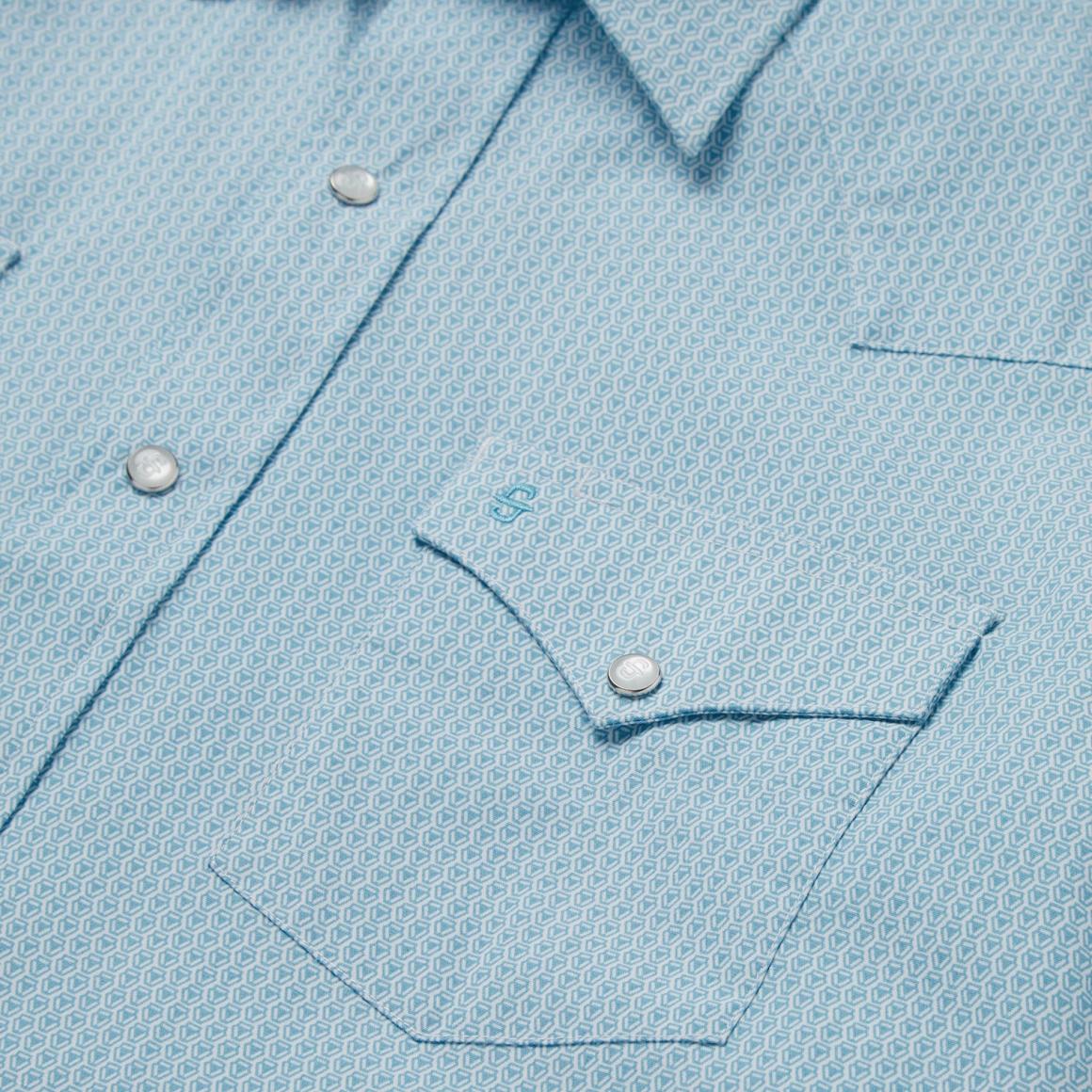 Geo Western Shirt Blue | Men Stetson Classic Cut