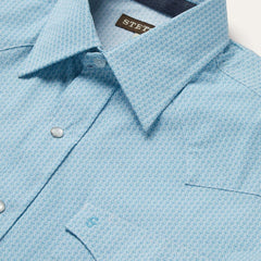 Geo Western Shirt Blue | Men Stetson Western Shirts