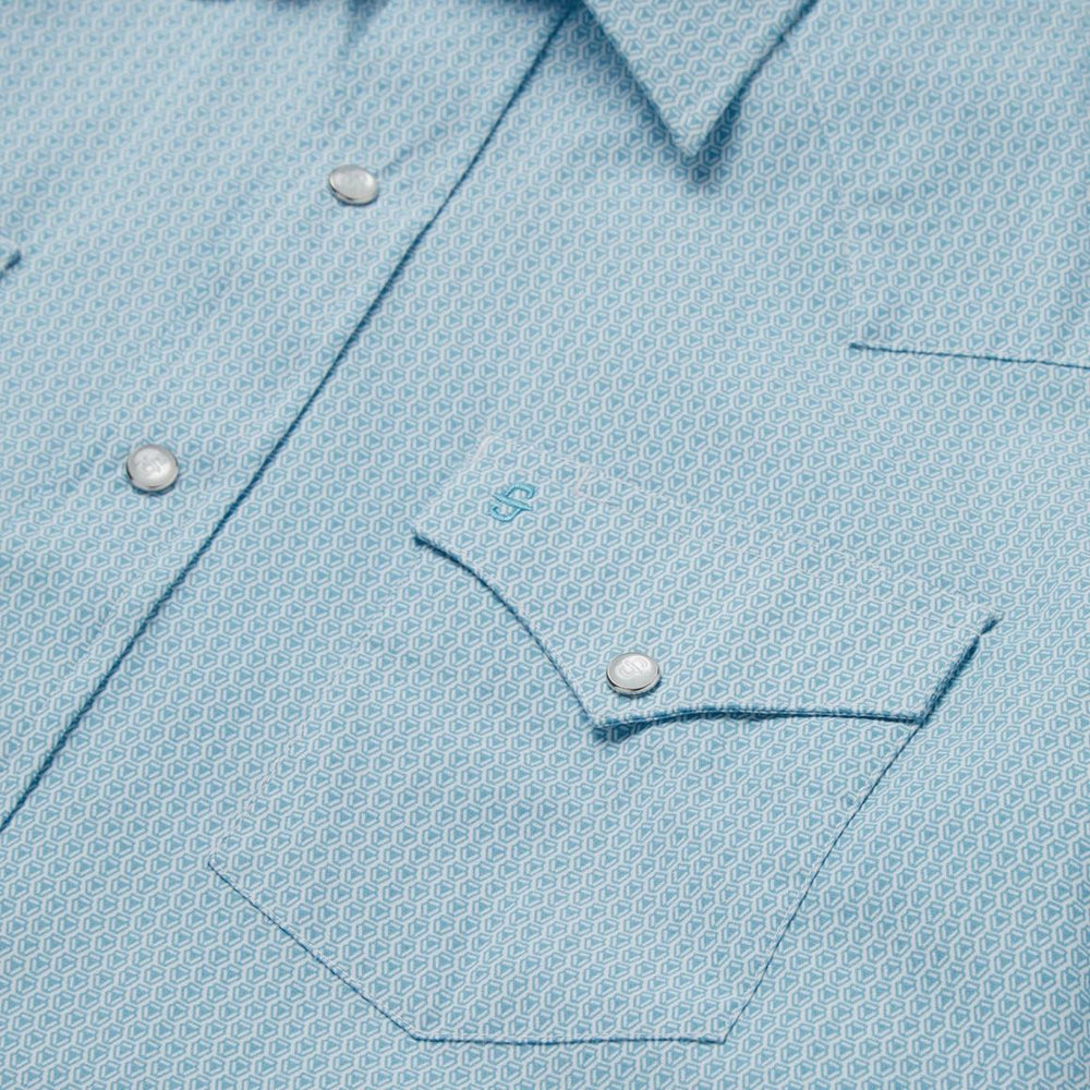 Geo Western Shirt Blue | Men Stetson Western Shirts