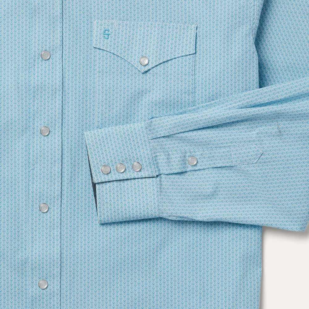 Geo Western Shirt Blue | Men Stetson Western Shirts