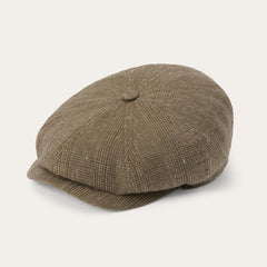 Glen Check Linen/Silk Hatteras Cap Olive Check | Men/Women Stetson Caps &amp; Truckers