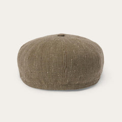 Glen Check Linen/Silk Hatteras Cap Olive Check | Men/Women Stetson Caps &amp; Truckers