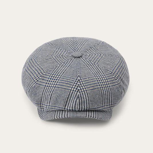 Glen Check Silk/Cotton 8-Panel Cap Blue Check | Men/Women Stetson Caps &amp; Truckers
