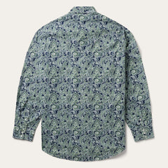 Greenspring Paisley Print Western Shirt Blue | Men Stetson Classic Cut