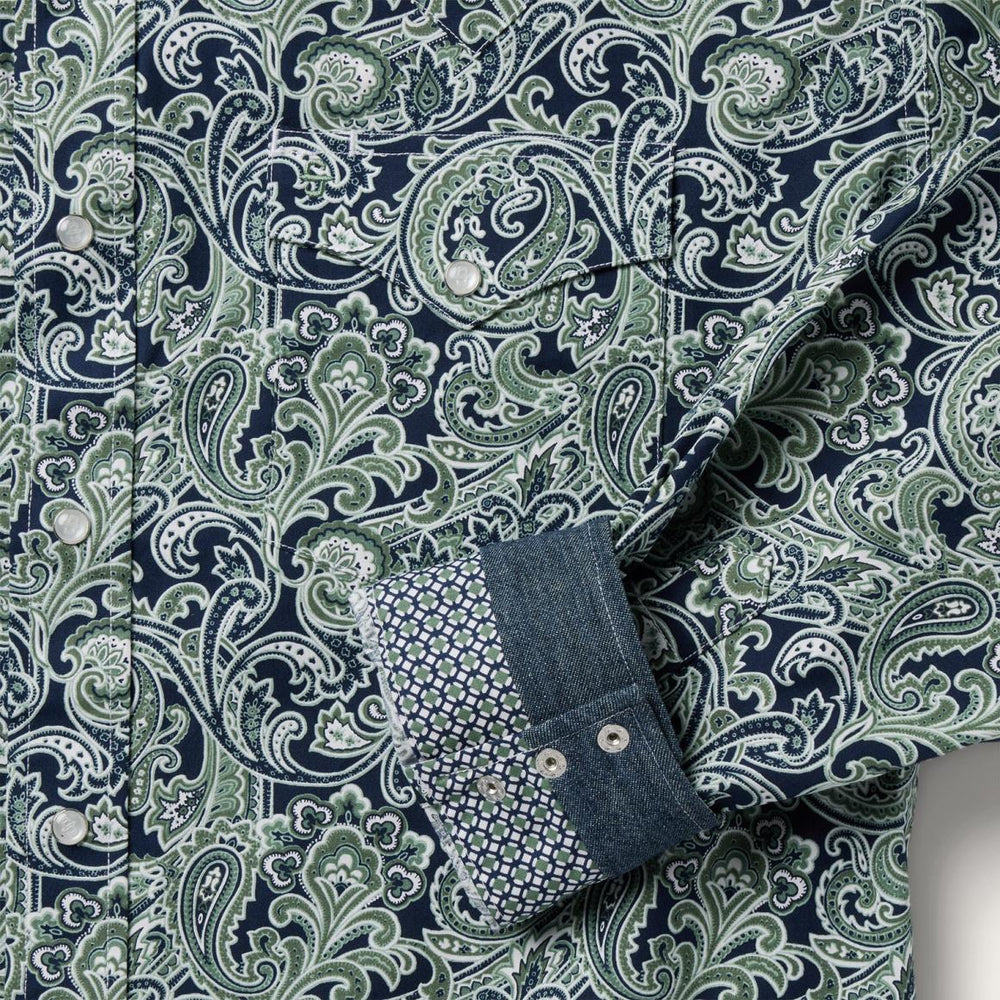 Greenspring Paisley Print Western Shirt Blue | Men Stetson Classic Cut