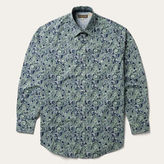 Greenspring Paisley Print Western Shirt Blue | Men Stetson Classic Cut