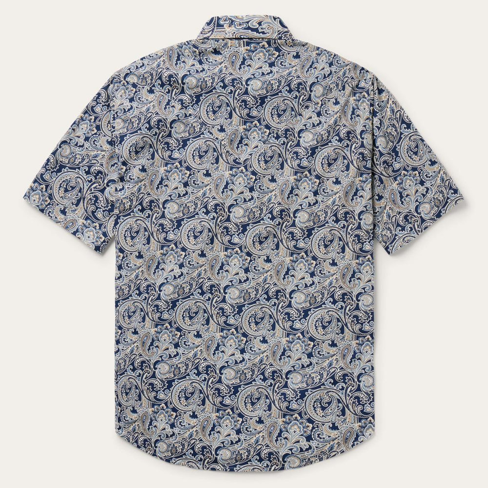 Greenspring Paisley Short Sleeve Western Shirt Blue | Men Stetson Classic Cut