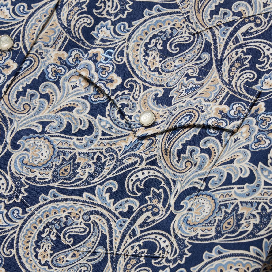 Greenspring Paisley Short Sleeve Western Shirt Blue | Men Stetson Classic Cut