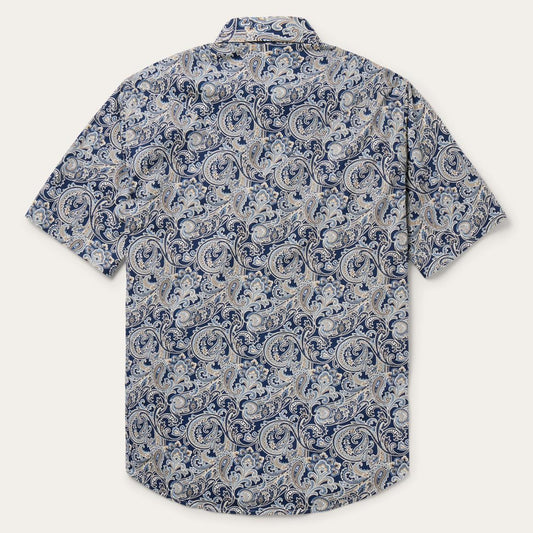 Greenspring Paisley Short Sleeve Western Shirt Blue | Men Stetson Western Shirts