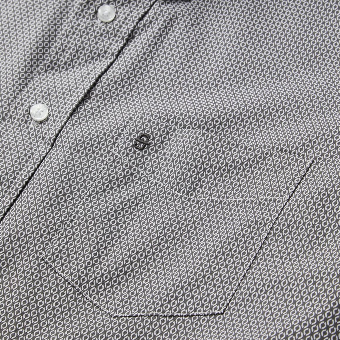 Grey Geo Print Button Front Shirt Grey | Men Stetson Classic Cut