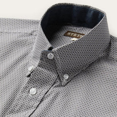 Grey Geo Print Button Front Shirt Grey | Men Stetson Western Shirts