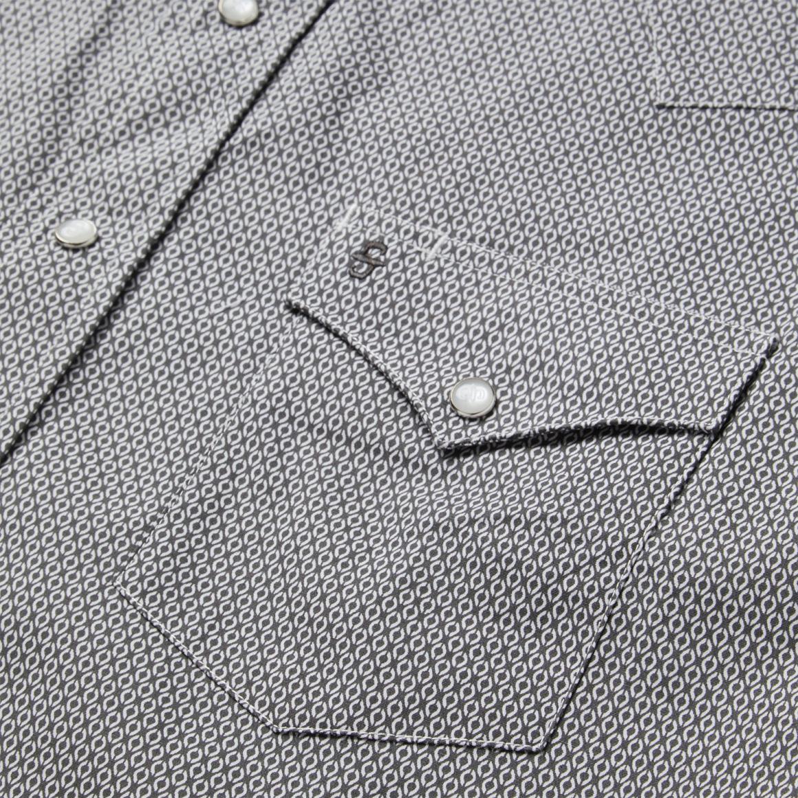 Grey Geo Print Western Shirt Grey | Men Stetson Modern Cut