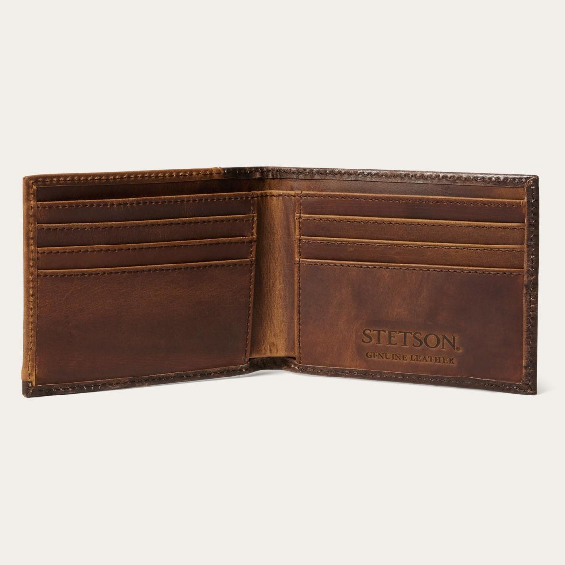 Hair-On-Hide Concho Bi-Fold Wallet Vintage Brown | Men Stetson Wallets