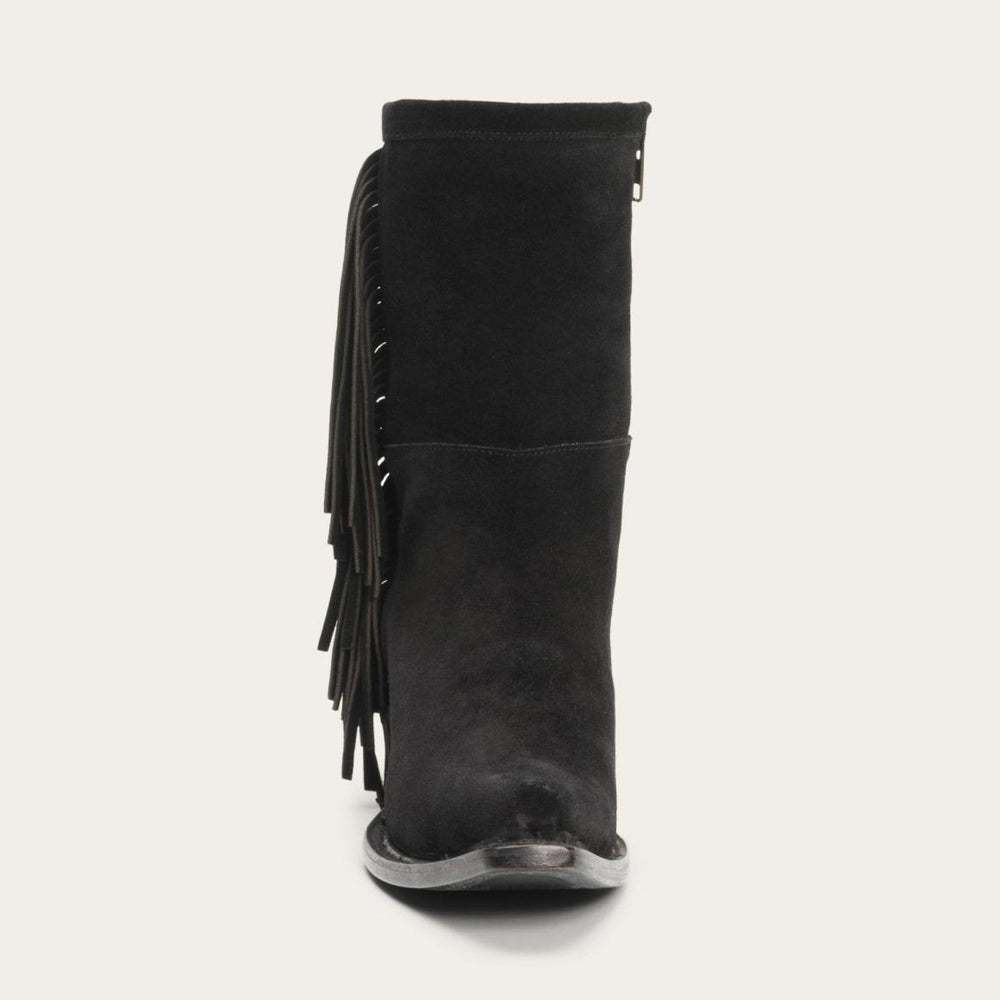 Halle Suede Fringe Side Zip Boot Black | Women Stetson Western