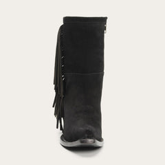 Halle Suede Fringe Side Zip Boot Black | Women Stetson Western