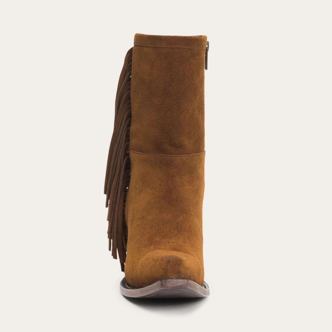 Halle Suede Fringe Side Zip Boot Brown | Women Stetson Western
